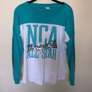 Varsity long sleeve t-shirt with cutout